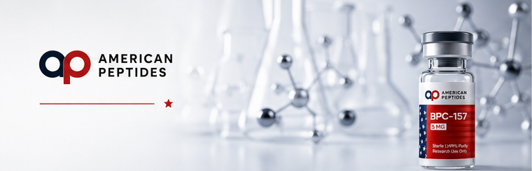 Laboratory flasks with American Peptides vial — endotoxin and sterility testing for research peptides